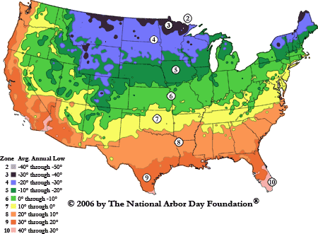 Tree Hardiness Zone Map