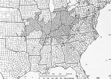 shellbark hickory range map