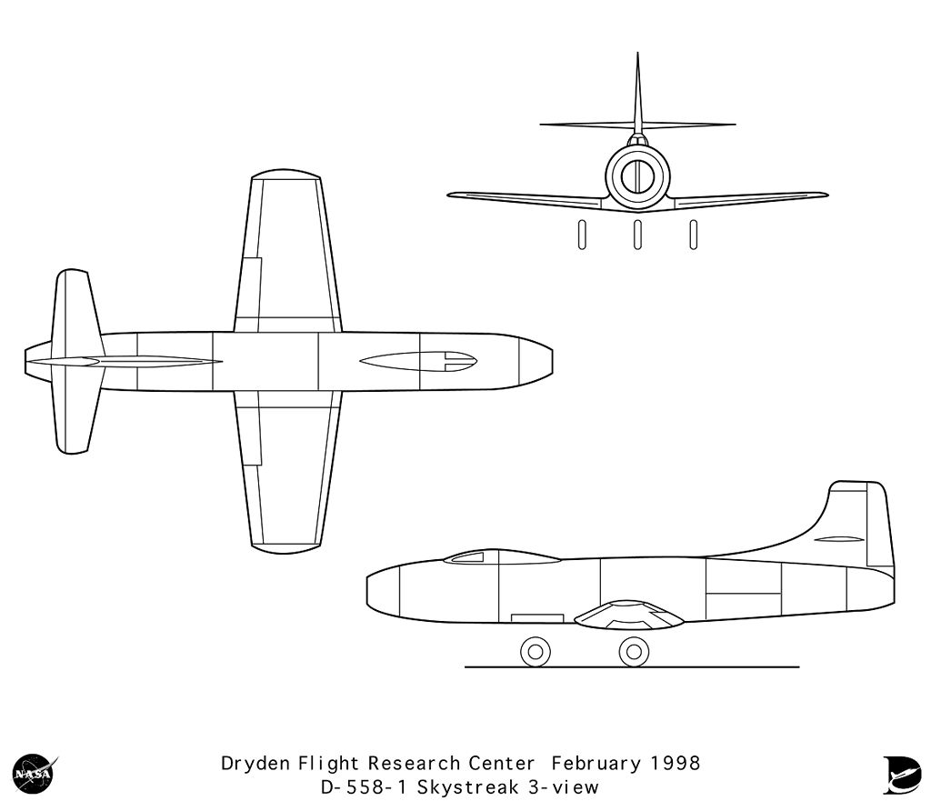 D-558-1 3-View line art