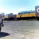 C&NW Locomotives in freightyard at Des Plaines, Illinois