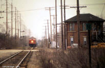 Soo Line F7 northbound at Deval, 1978