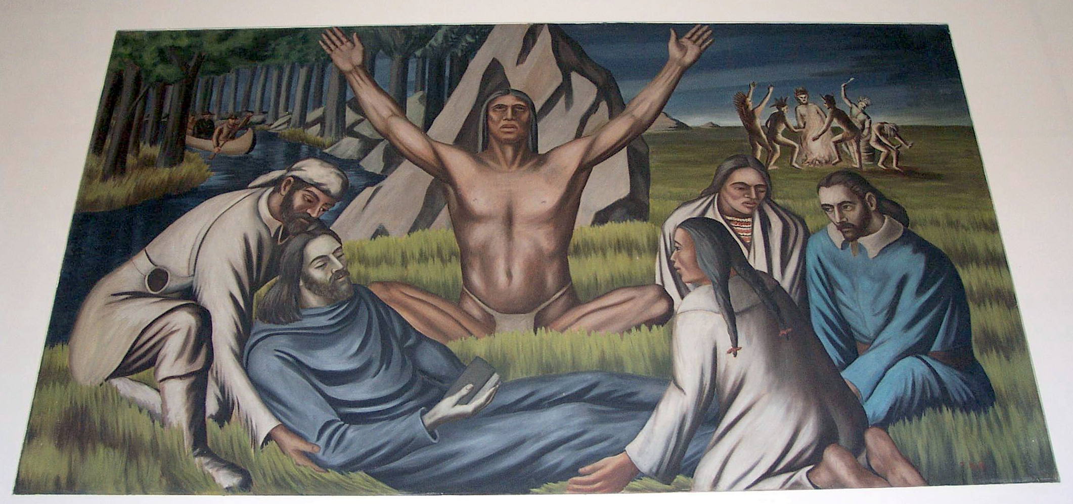 color photo Post Office Mural by James Michael Newell The Death of Marquette