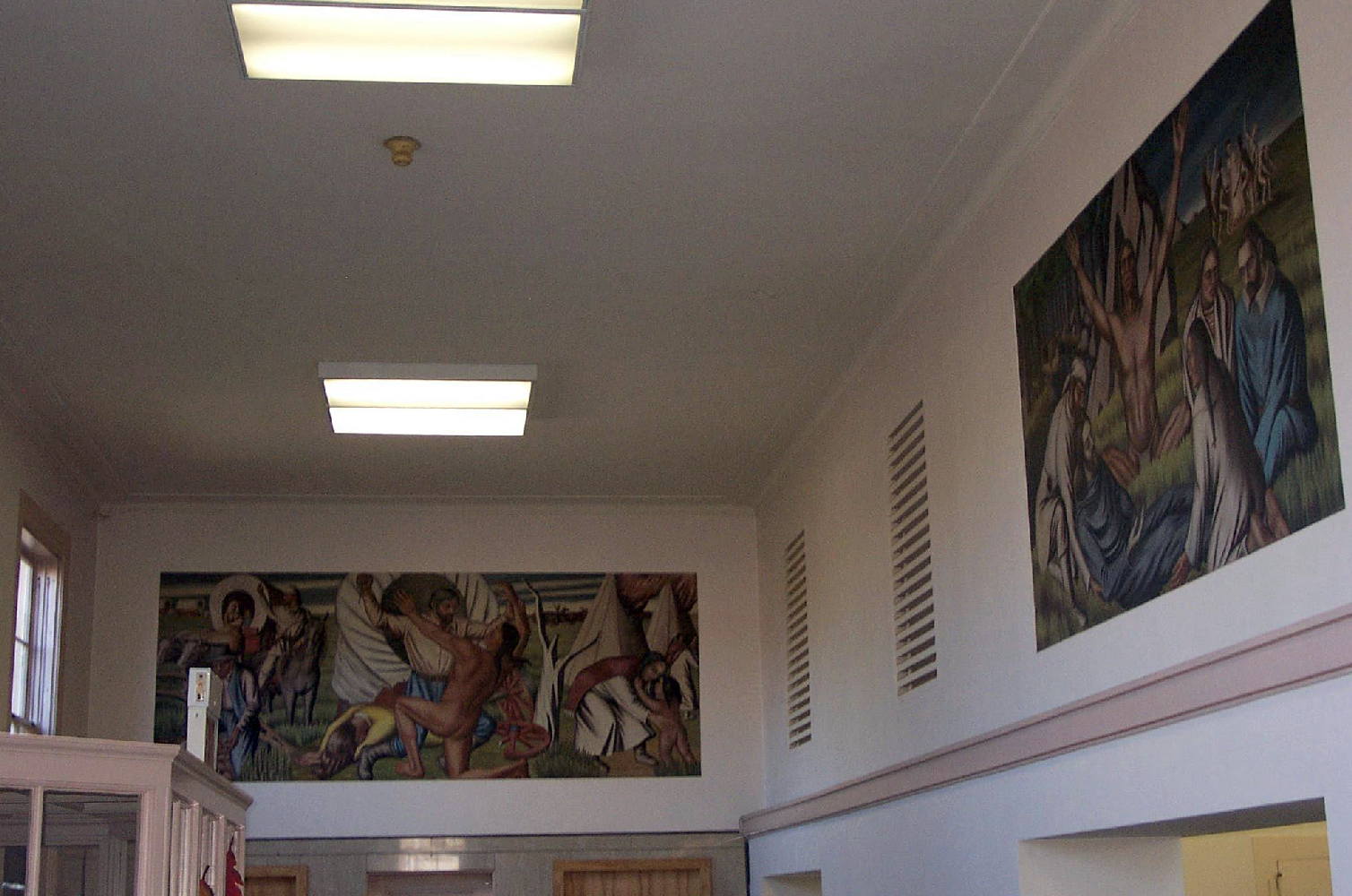 color photo Post Office lobby Murals by James Michael Newell